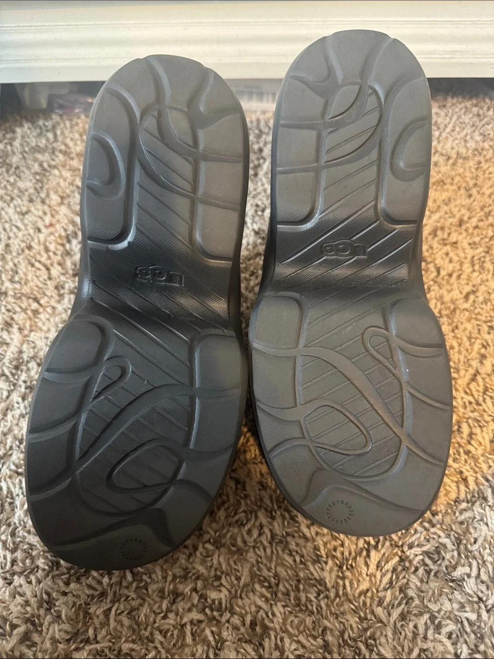 UGG Aww Yea Black Platform Slide Sandals with Logo Backstrap